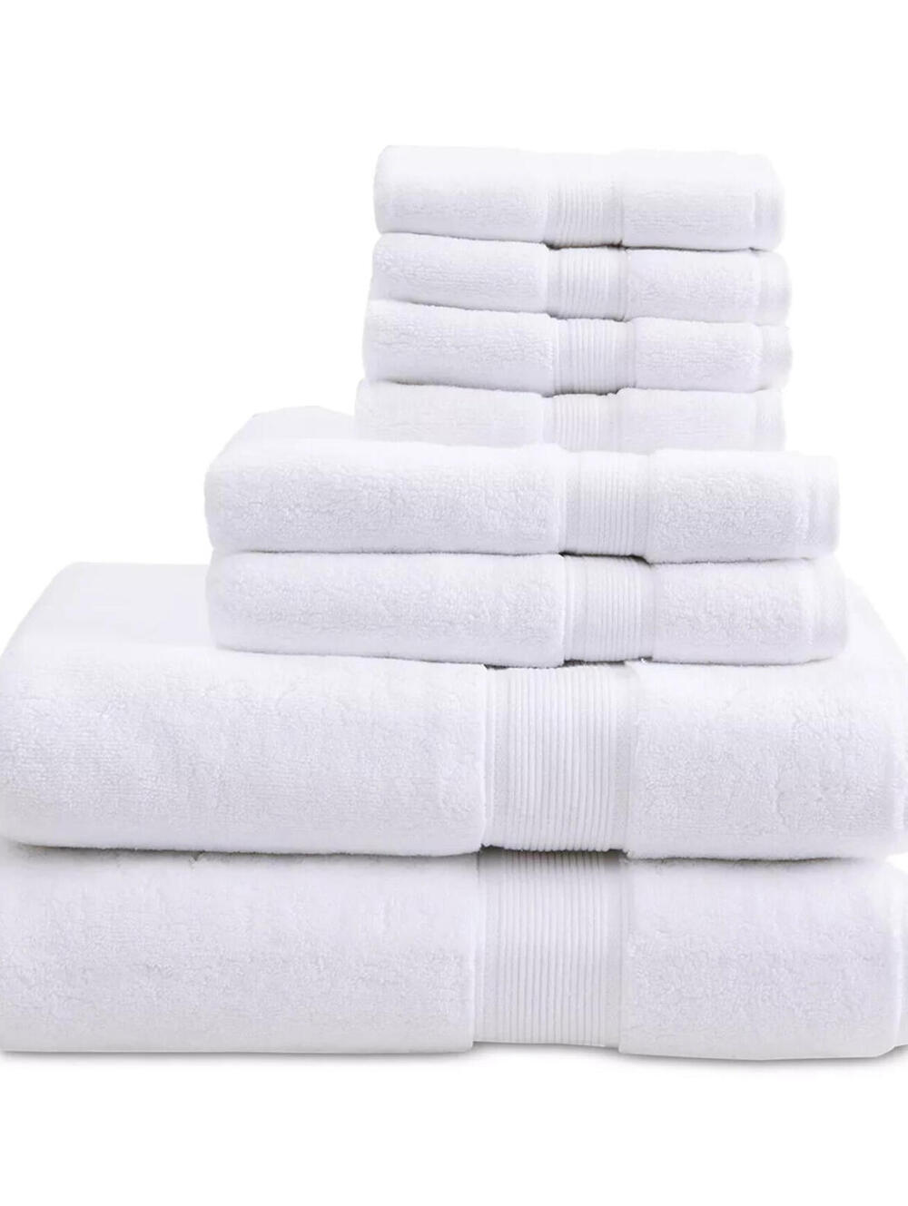 MADISON PARK SIGNATURE Solid 800GSM Cotton 8-Pc. Bath Towel Set, White, NWT